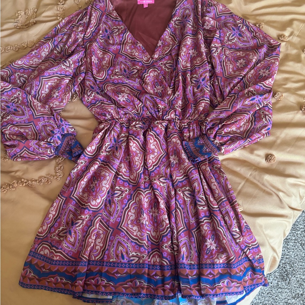 Flying Tomato Pink and Purple Long Sleeve Dress